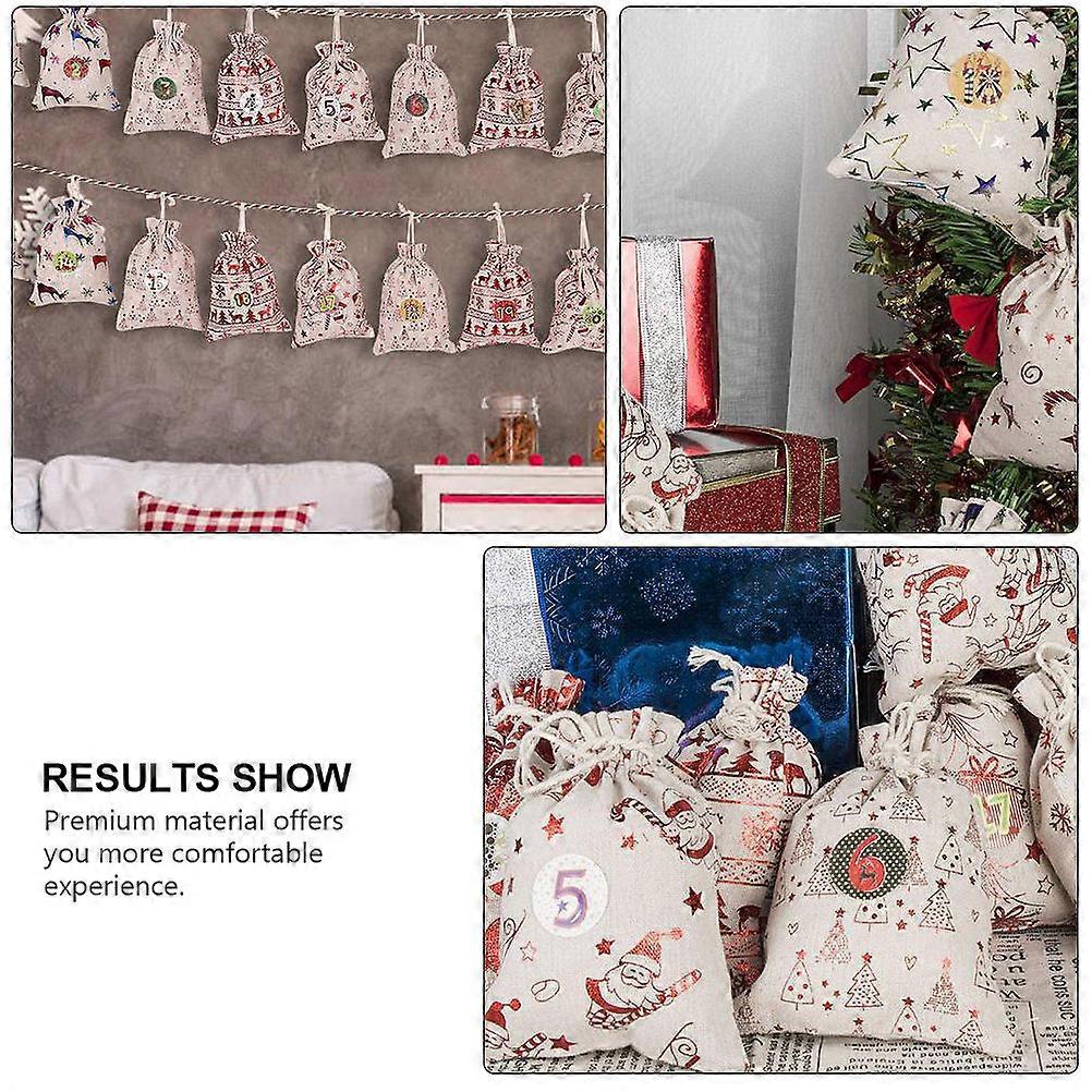 Candy Bag Burlap Bag for Christmas Gift Storage 2Sets Drawstring