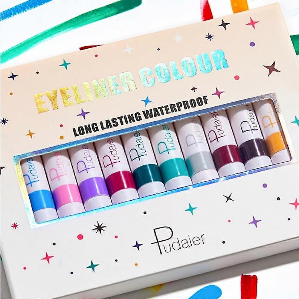 Matte Liquid Eyeliner Set 12 Colors Waterproof Smudgeproof Quick Dry Rainbow Neon Makeup Kit