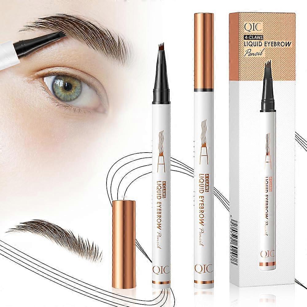 2 PCS Microblading Eyebrow Pen, Waterproof 4Tip Pencil for Natural 3D LongLasting Brow Makeup