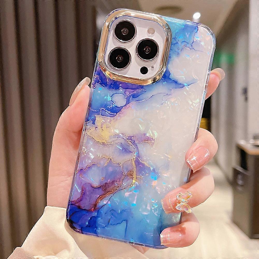 For iPhone 15 Pro Case IMD Marble Shell Pattern TPU+PC Phone Cover