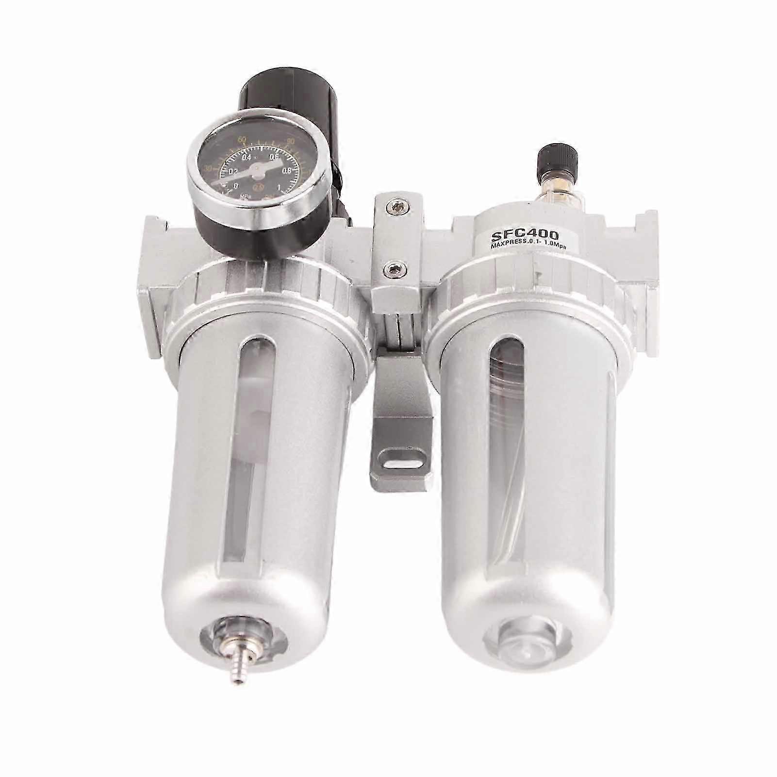 Air Filter Water Trap Set Source Processor Pressure Regulator Pneumatic Component Oil Separator SFC400 Silver