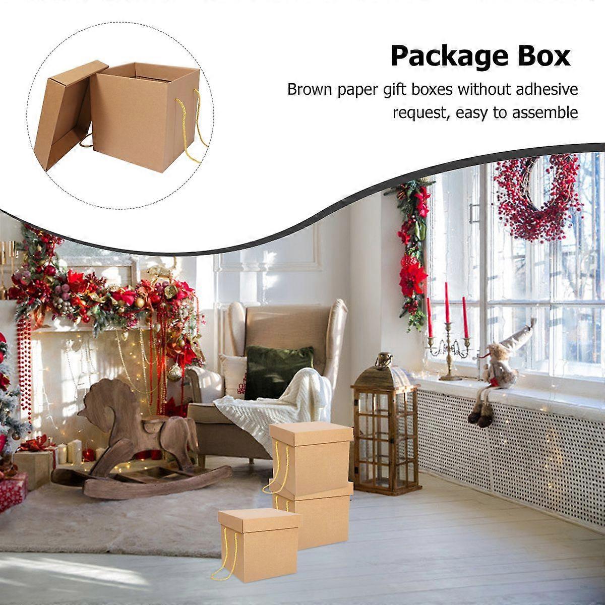 1 Pc Christmas Storage Box Snack Gift Box Square Package Box with Cover