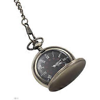 1PC Bronze Colored Retro Two faced Smooth Alloy Classic Delicate Quartz Pocket Watch