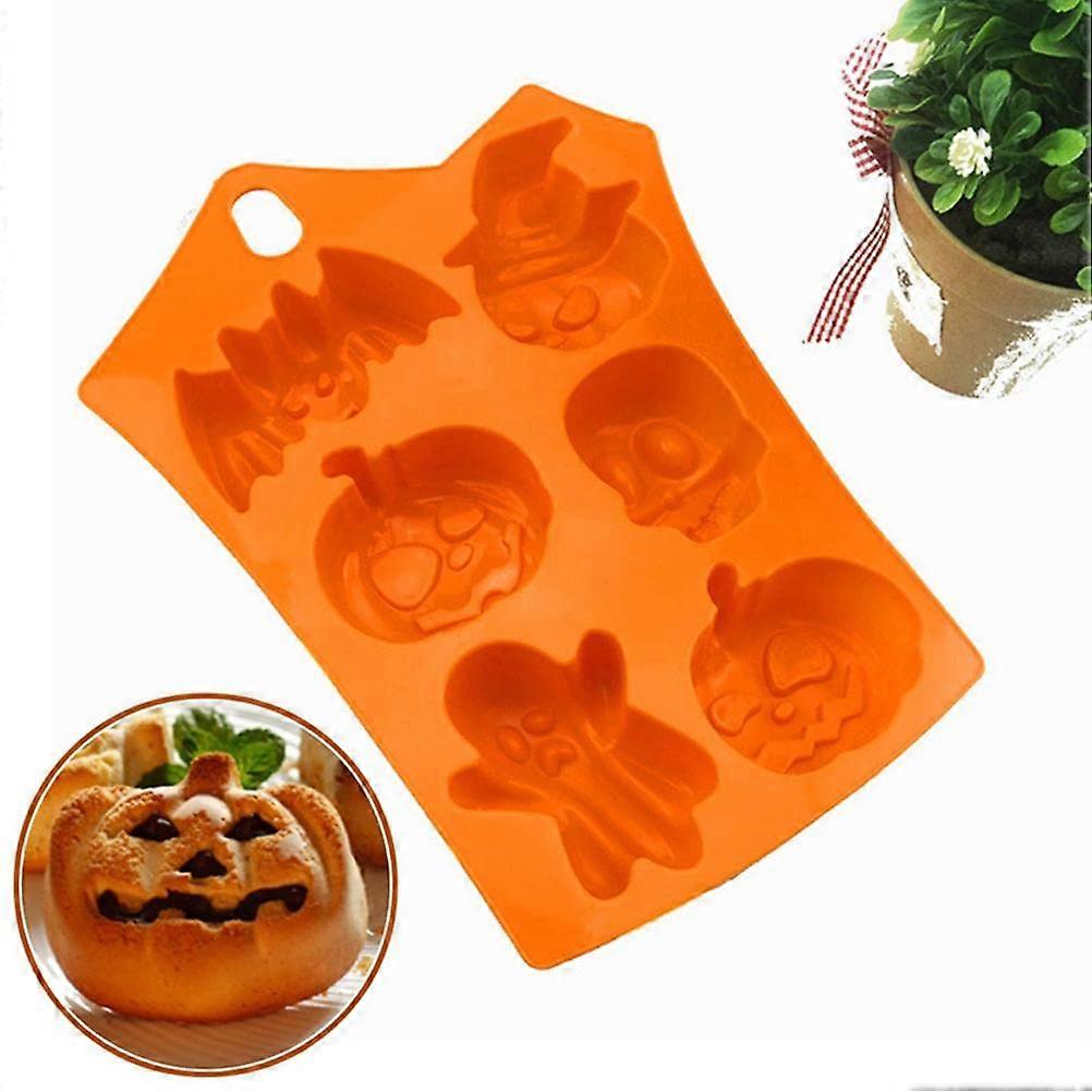 2Pcs Halloween Silicone Mold with Pumpkin Ghost Skeleton Shapes for Chocolate Candy Cake Baking