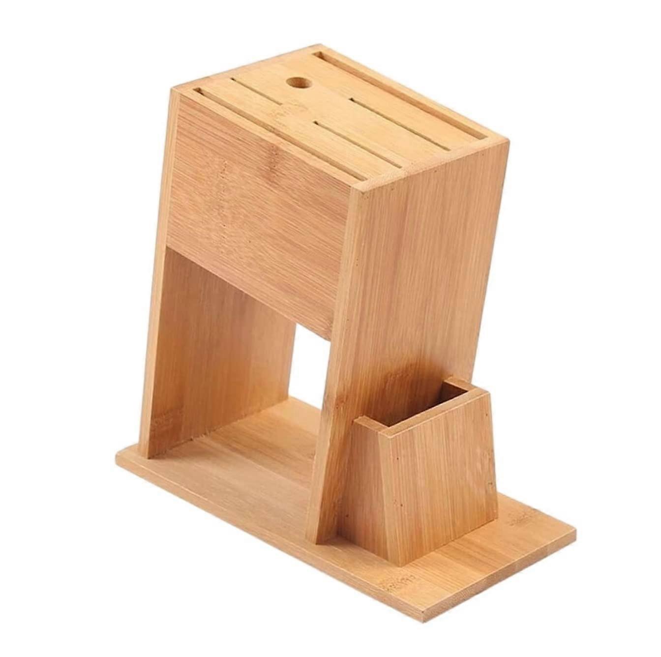 Bamboo Knife Block Holder with Slots for Kitchen, SpaceSaving Countertop Knife Organizer