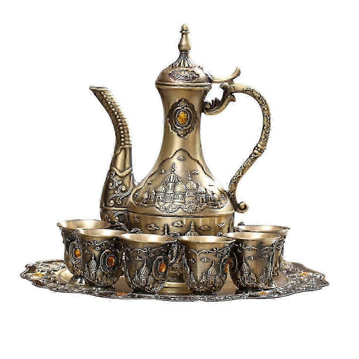 Golden Wedding Wine Set with Tray Dark Brown