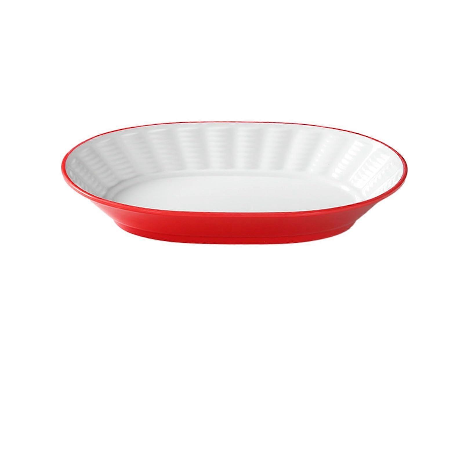 Red and White Ceramic Dinner Plates for Buffet, Microwave Dishwasher Safe, Scratch Resistant