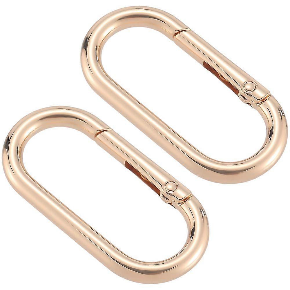 6pcs Alloy Spring Gate Rings Oval Light golden 50x24.5x4.5mm
