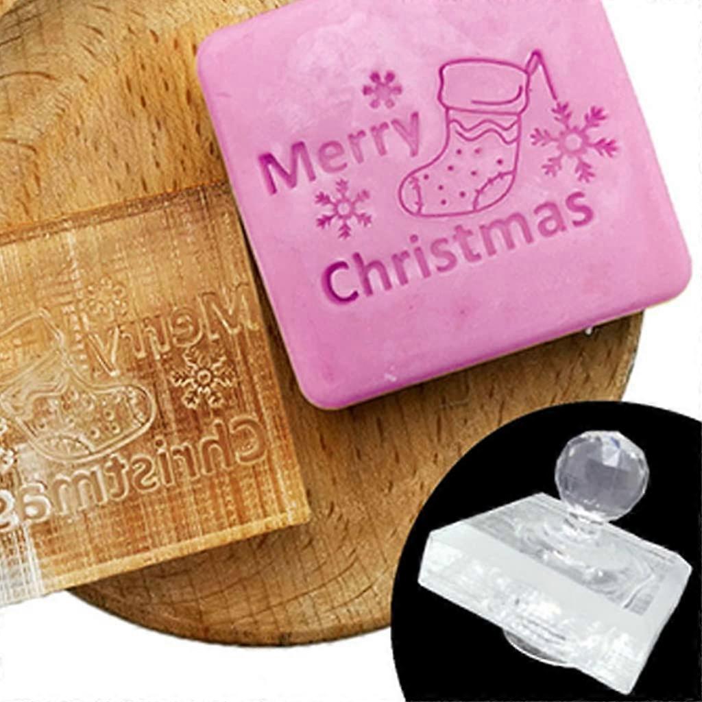 Christmas Acrylic Soap Stamp with Clear Pattern Transfer for Handmade Holiday Soaps Craft