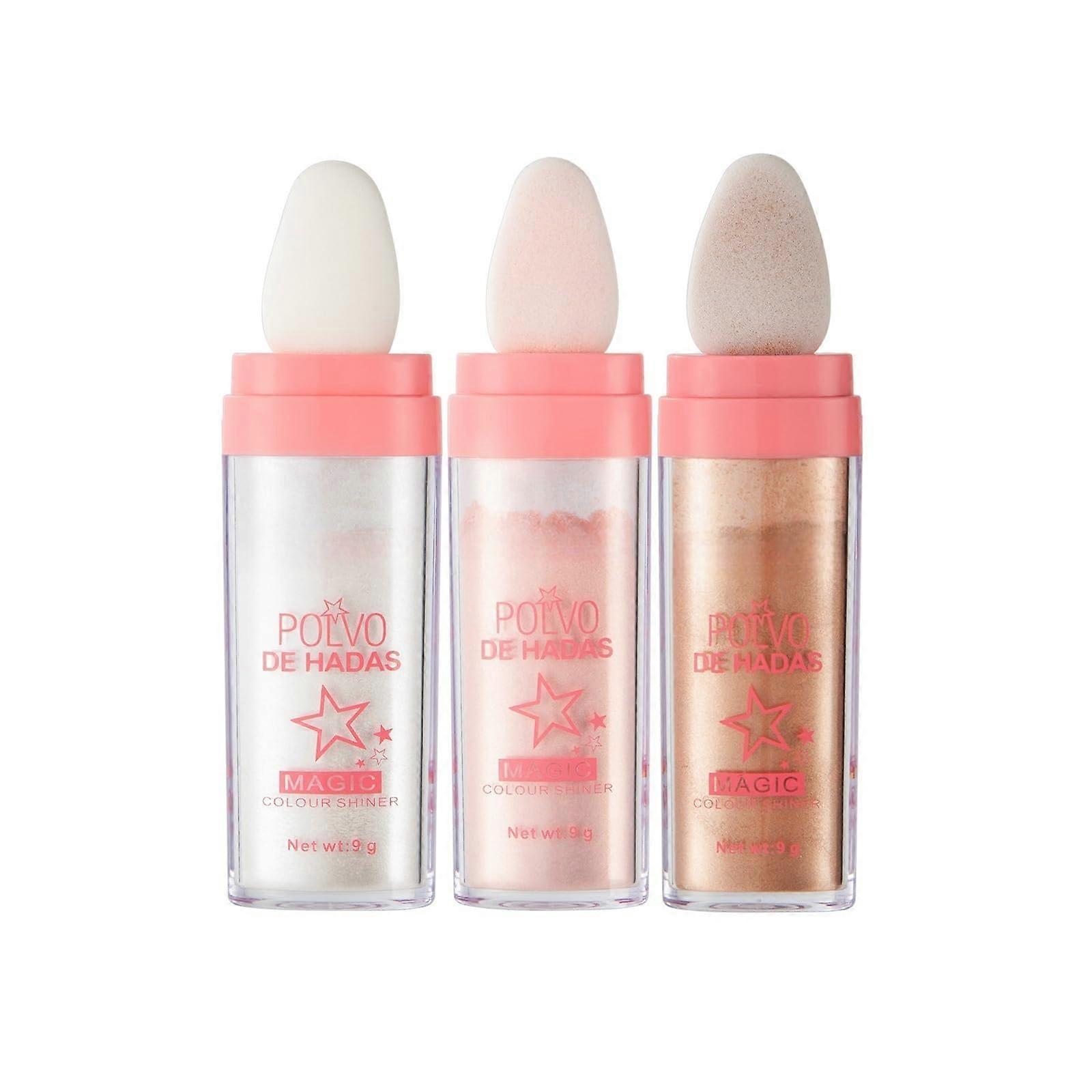 3 Color Highlighter Stick with Sponge Applicator, Multiuse Face Blush and Glow Makeup Stick