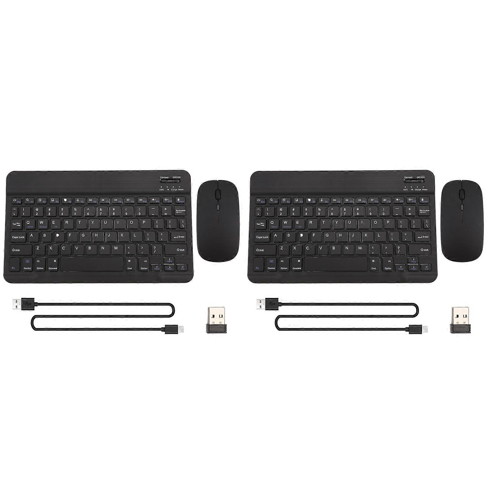 2X Ultra-Thin Silent Wireless Bluetooth Keyboard and Mouse Set Suitable for Tablet Notebook Bluetooth Keyboard Black