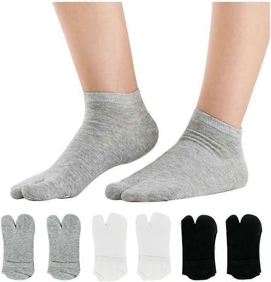 Women's Solid 2 Toe Flip Flop Tabi Socks Geta Ankle Cotton 5/6 Pairs