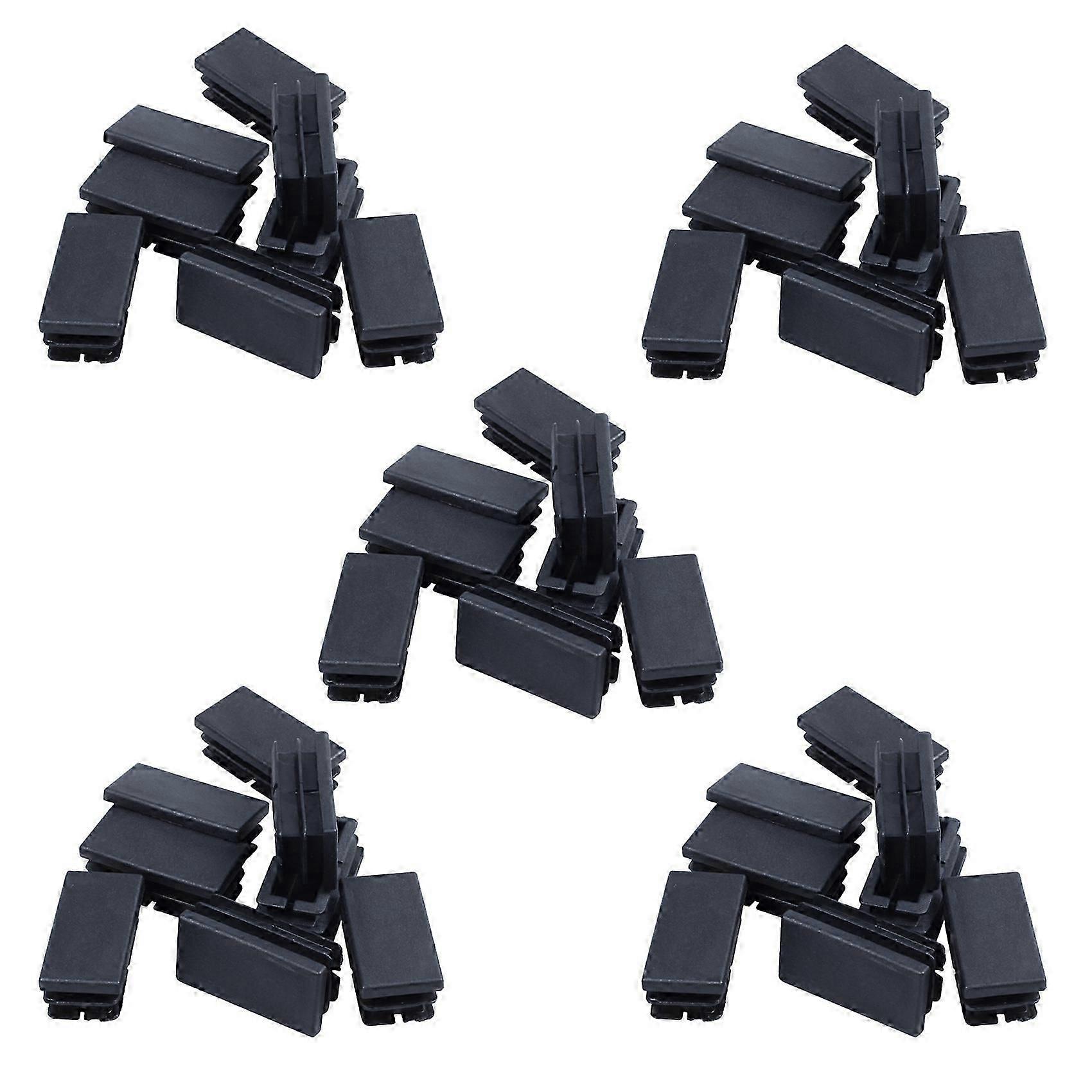 40 Pcs Black Plastic Rectangular Blanking End Caps Inserts 20mm x 40mm