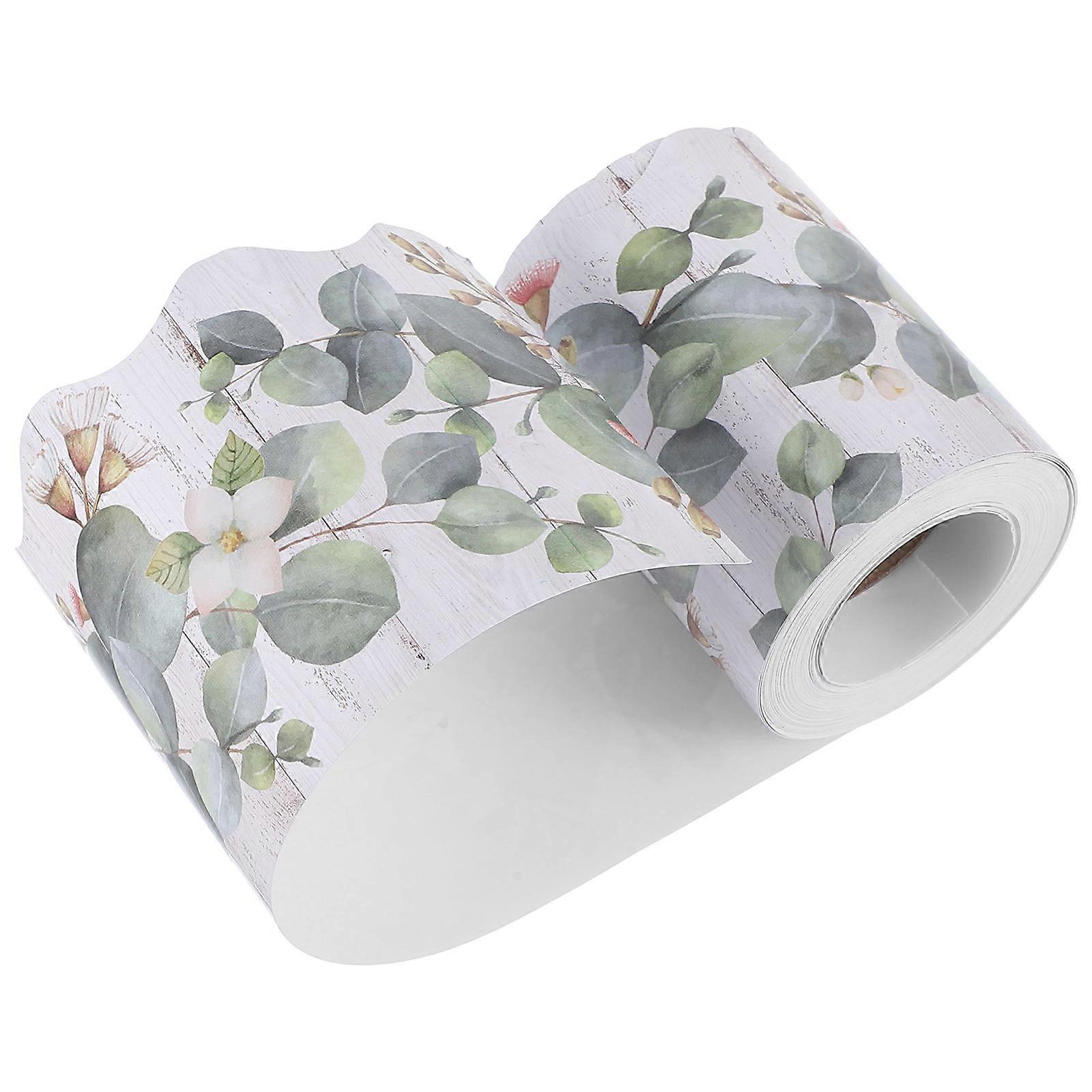 Classroom Bulletin Board Borders Eucalyptus Trim Sticker for Decoration 4 Rolls