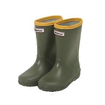 Mädchen-Regenstiefel, Unisex, geschlossene Zehenpartie, nicht weiche Sohle, wasserdicht, stylische Stiefel zum Klettern, Wandern, Campen und Radfahren, Grün, 12-14 Jahre