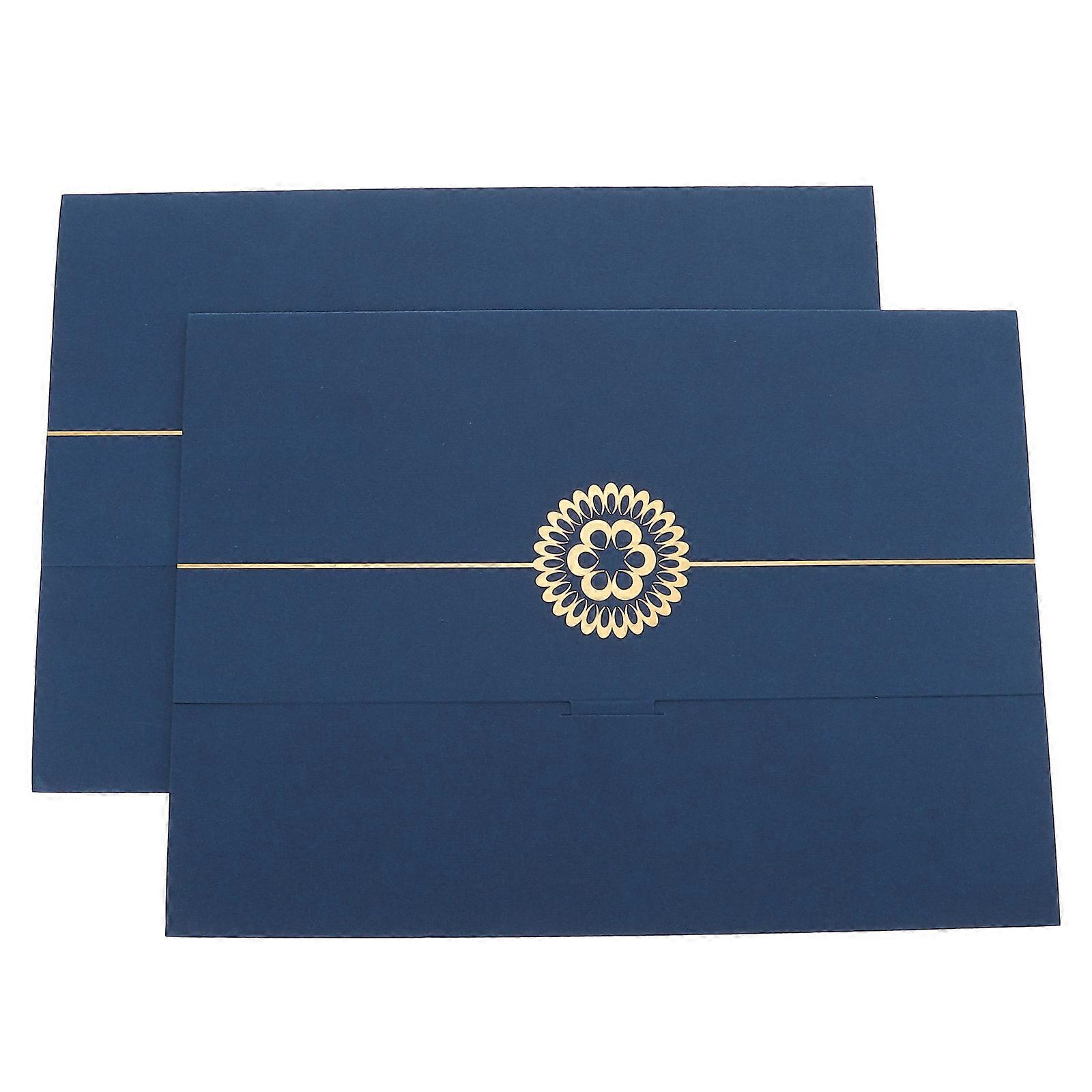 Certificate Holder Paper Document Covers for Protection 2Pcs Elegant Blue