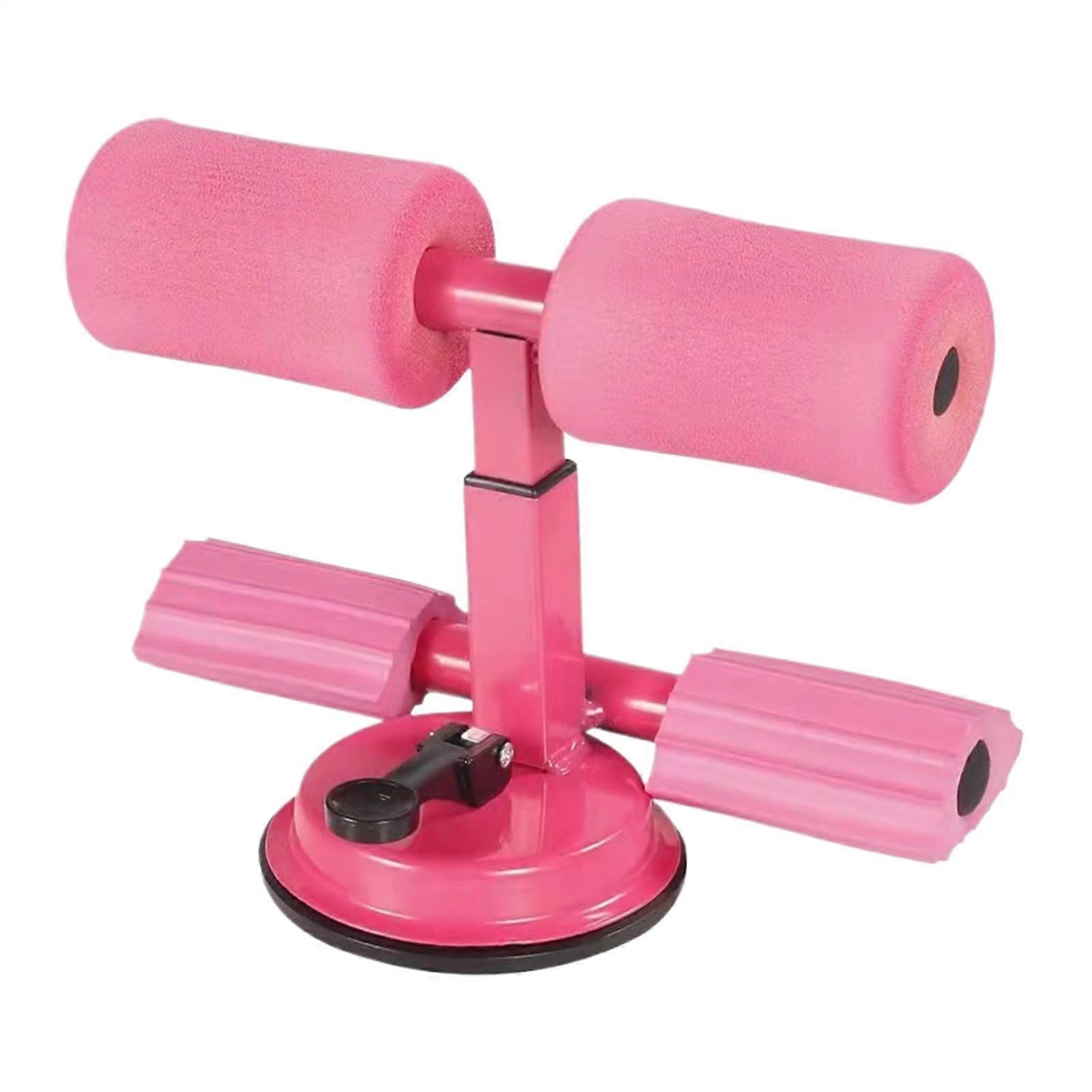 Sit Up Bar with AntiSlip Suction Base, Adjustable Core Trainer, Foam Padded Support, Pink