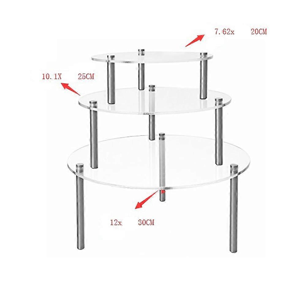 3 Layers Cake Display Stand For Wedding Party Transparent Stackable 3-Piece Set