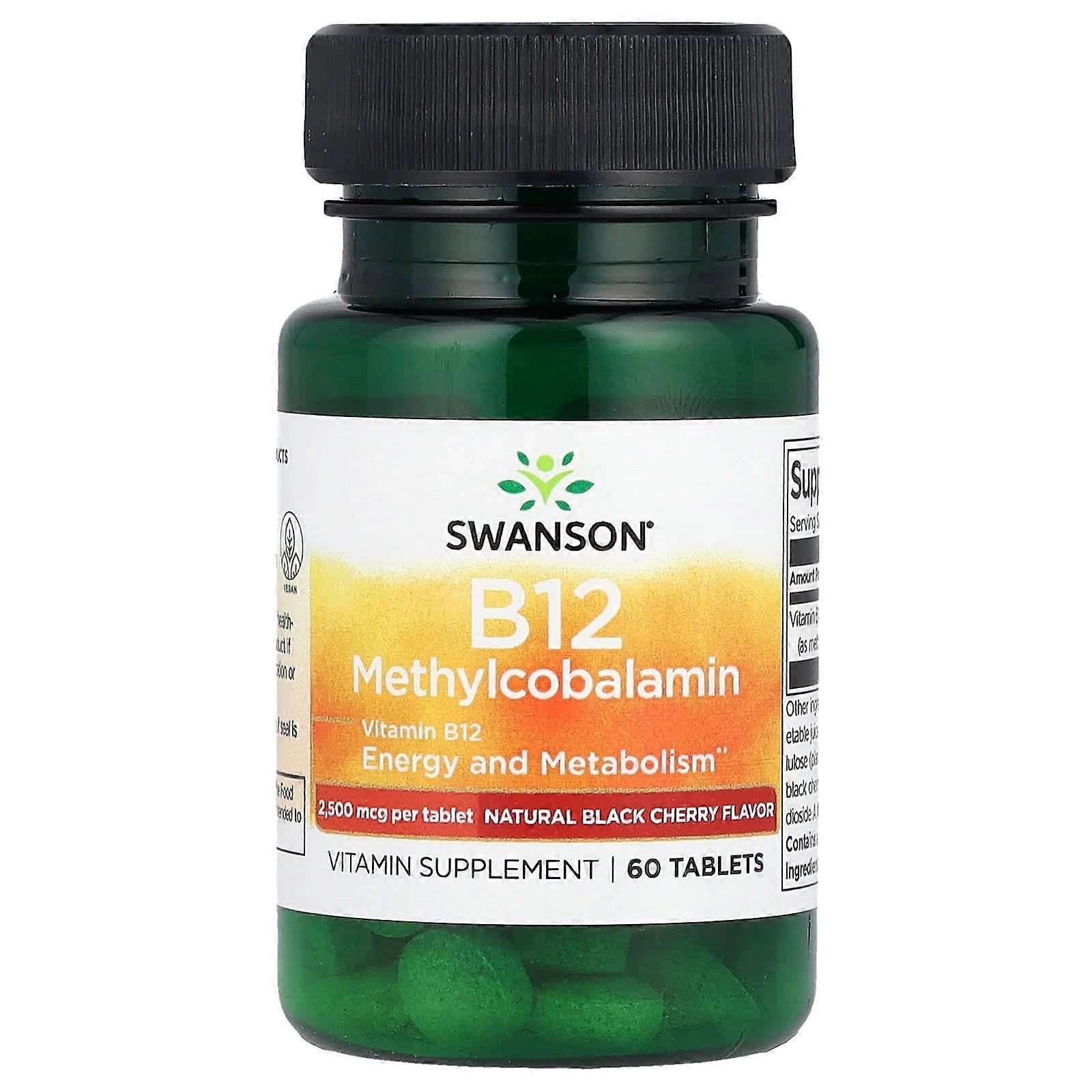 Swanson, B12, Methylcobalamin, Cherry, 60 Tablets