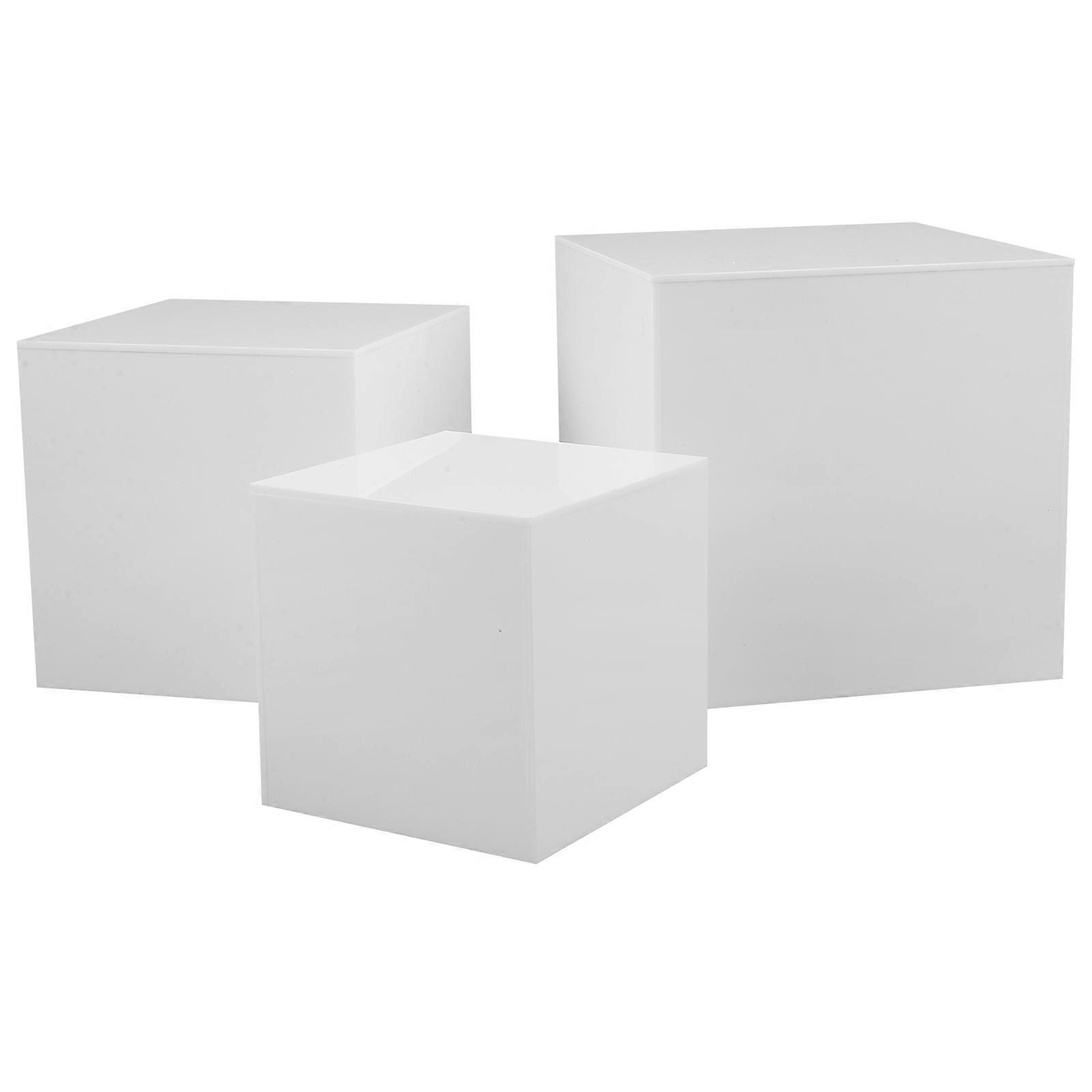 Acrylic Display Cube Stand for Display 3Pcs White Multi-Purpose Acrylic Boxes