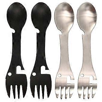 4-teiliges Set Camping-Sporks aus Edelstahl in verschiedenen Farben für den Outdoor-Einsatz