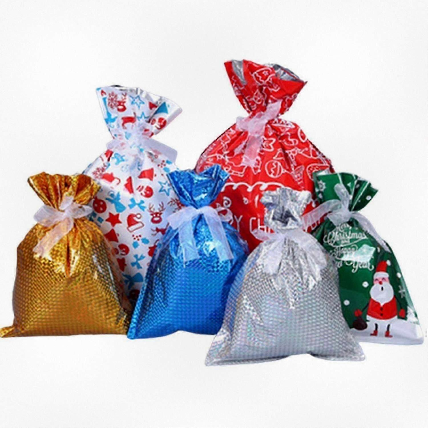 Festive Holiday Drawstring Gift Pouches for Candy and Presents