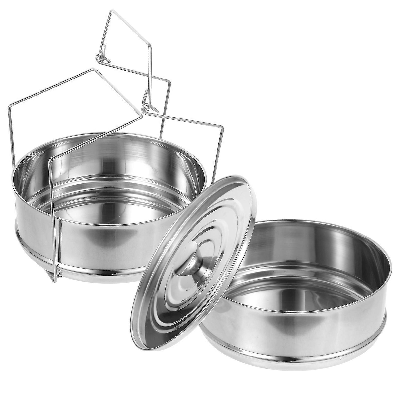 Stainless Steel Insert Pans for Cooking 2-Tier Steamer Stackable Set