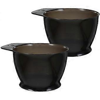 Hair Dye Plastic Bowl Color Mixing Bowls Salon Hairdressing Tools Dark Brown 15.50x12.50x8.50cm Washable 2Pcs