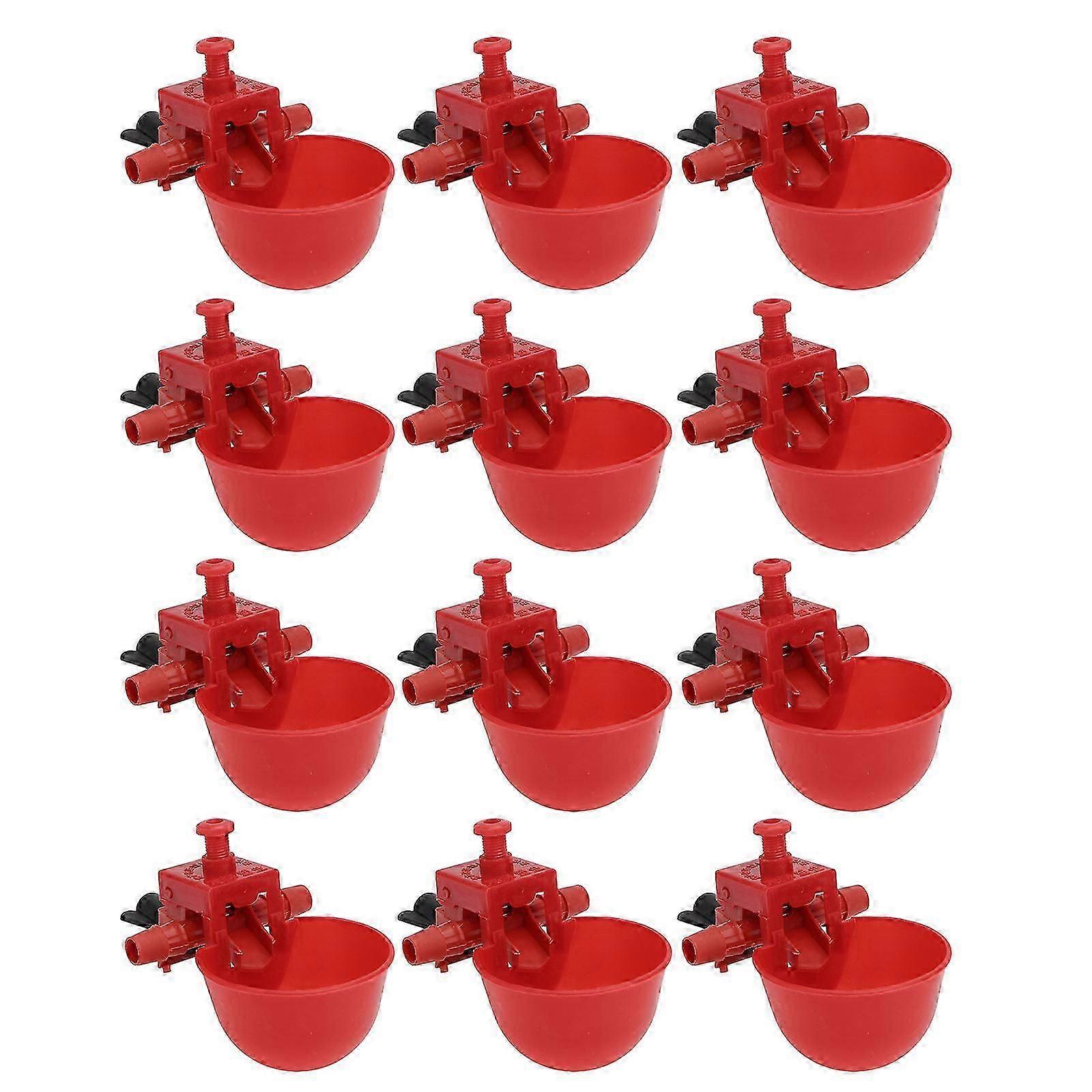 Red Automatic Drinking Bowl for Poultry Waterer 12Pcs Adjustable