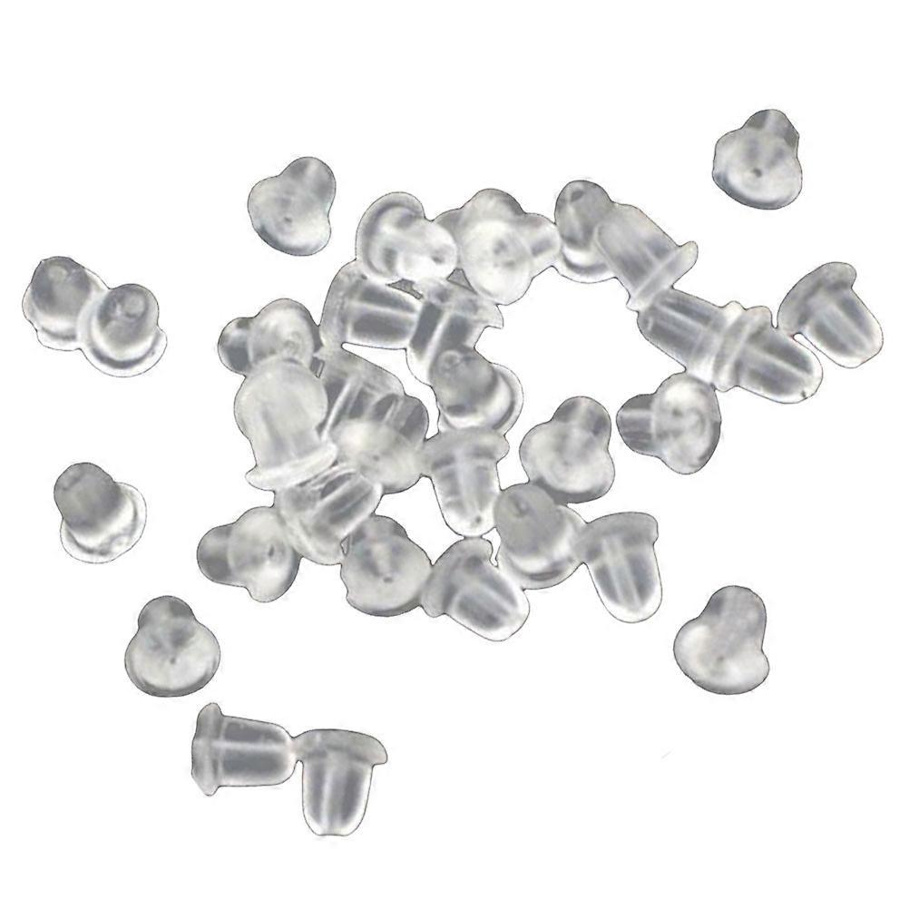 200pcs Plastic Clear Earring Backs Backings (White)