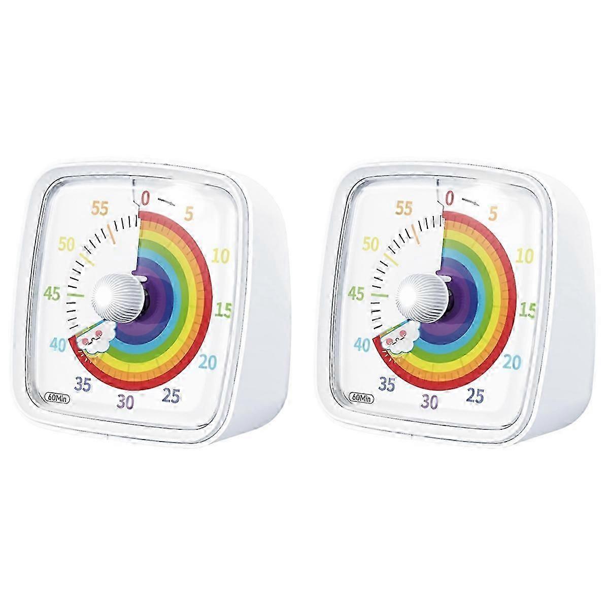 60-Minute Visual Countdown Timer with Rainbow Disk and Night Light, Silent, White