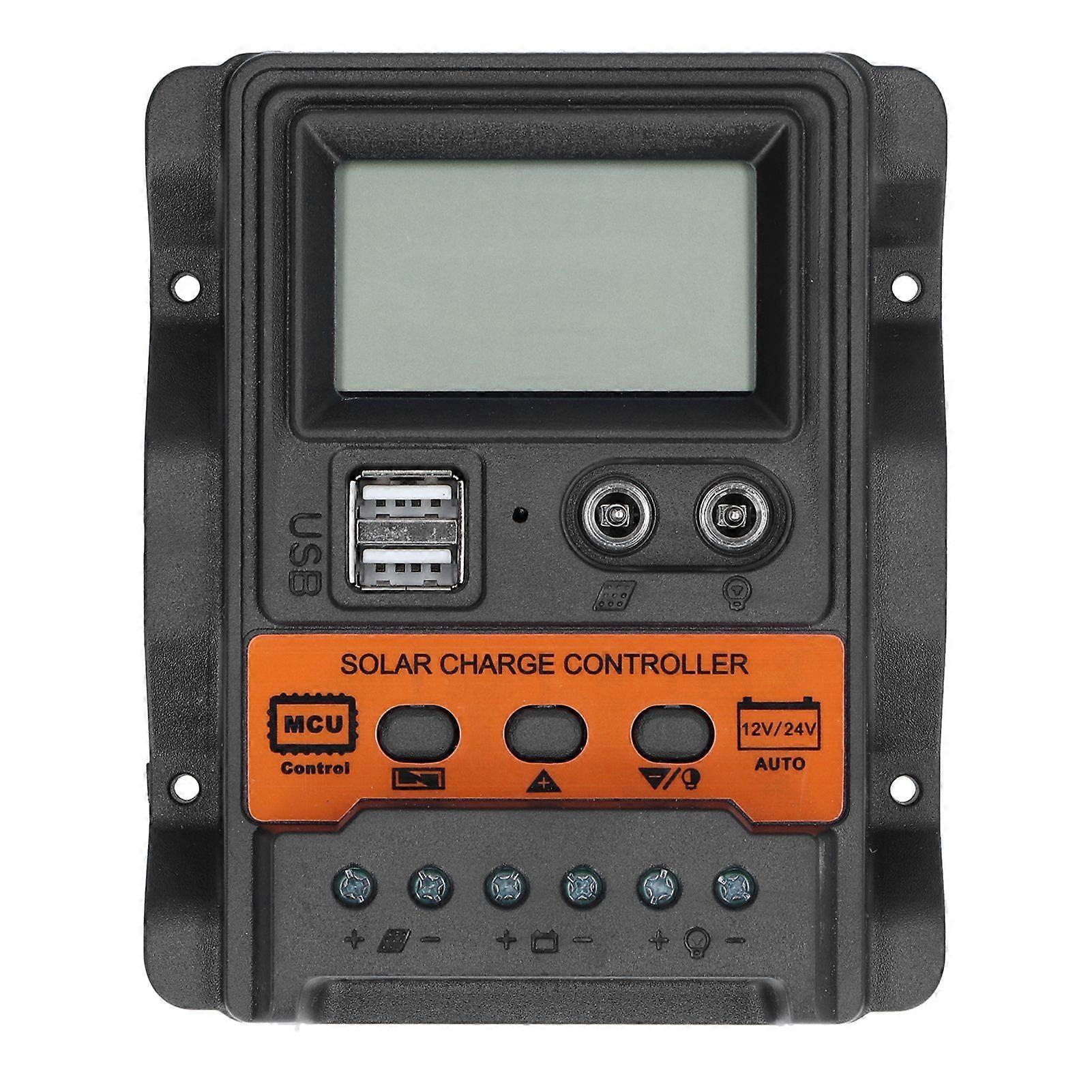 Solar Charge Controller LCD Display Double USB DC 12V?24V Discharge Control Regulator30A