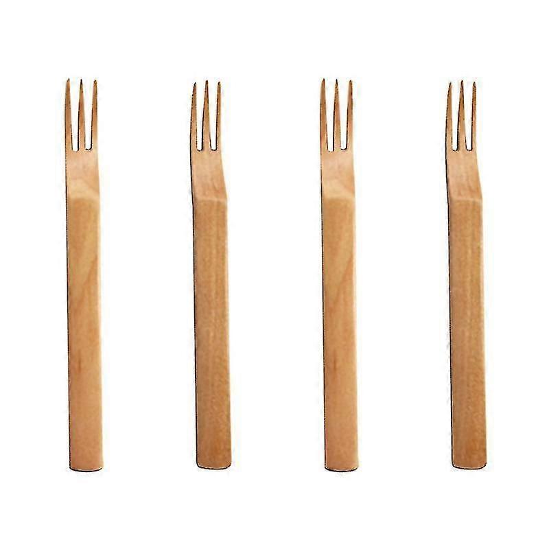 4pcs Kitchen Tableware, Wooden Fruit Fork