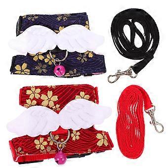 Pet Harness Leash Practical Small Animal Chest Strap with Bell 1Set