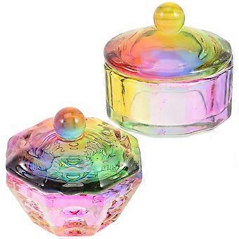 2 stks Nail Dappen schotel met deksel Acryl Nagels Monomeer Schotel Nagel Manicure Tools