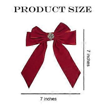 2 PCS 7 Velvet Hair Bows Hair Clips for Women Girls Big Bow Hairpins Black Vintage Bow Hair Barrettes French Hair Accessories with Camellia Design Par