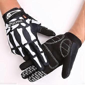 Vollfingerhandschuhe mit Skelettmuster, warme Sport-Radhandschuhe für Damen und Herren, Totenkopfhandschuhe, rutschfeste Fäustlinge