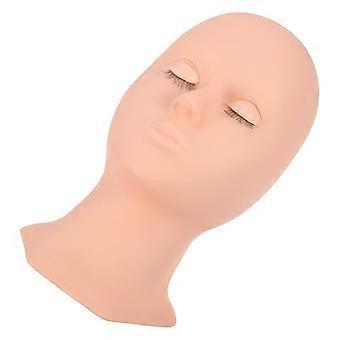 Eyelash Extension Training Head, Soft Pink Mannequin with Removable Eyelids for Beginner Makeup