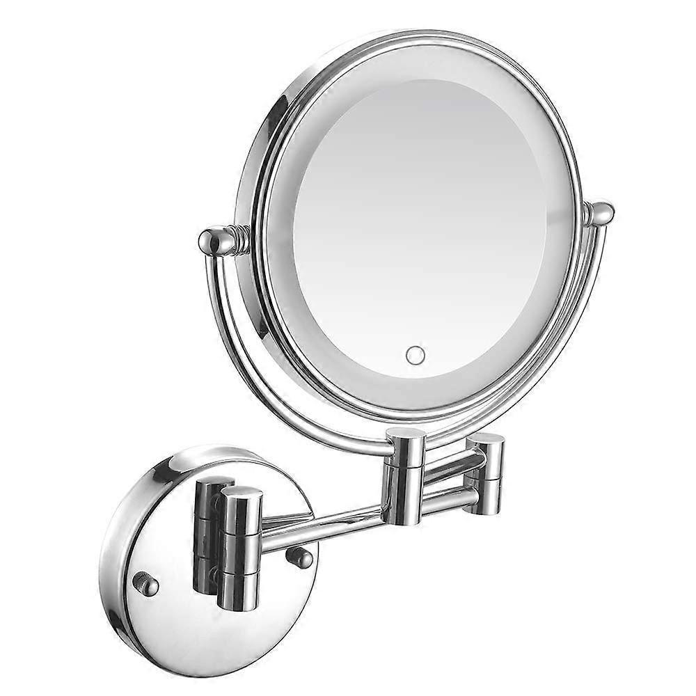 Lighted Makeup Mirror with Double-Sided Magnification and Touch Control for Wall Mounting