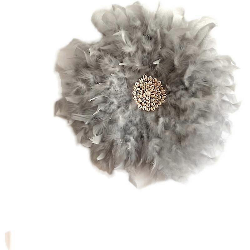 1pc Exploding Turkey Feather Wall Decor Round Gray 26-27