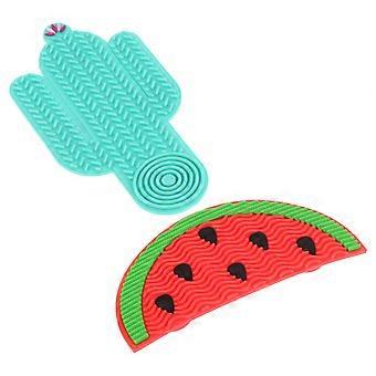 Silicone Brush Cleaner Mat for Makeup Brush Cleaning 2Pcs with Suction Cup