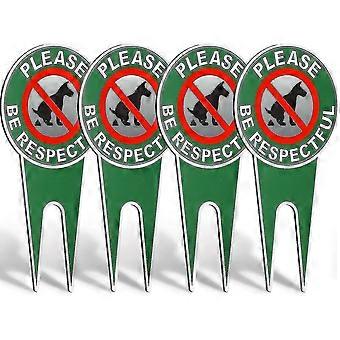 4 letreros para el césped que dicen "No defecar en el césped", letreros para el jardín que dicen "Por favor, sea respetuoso, no defecar".