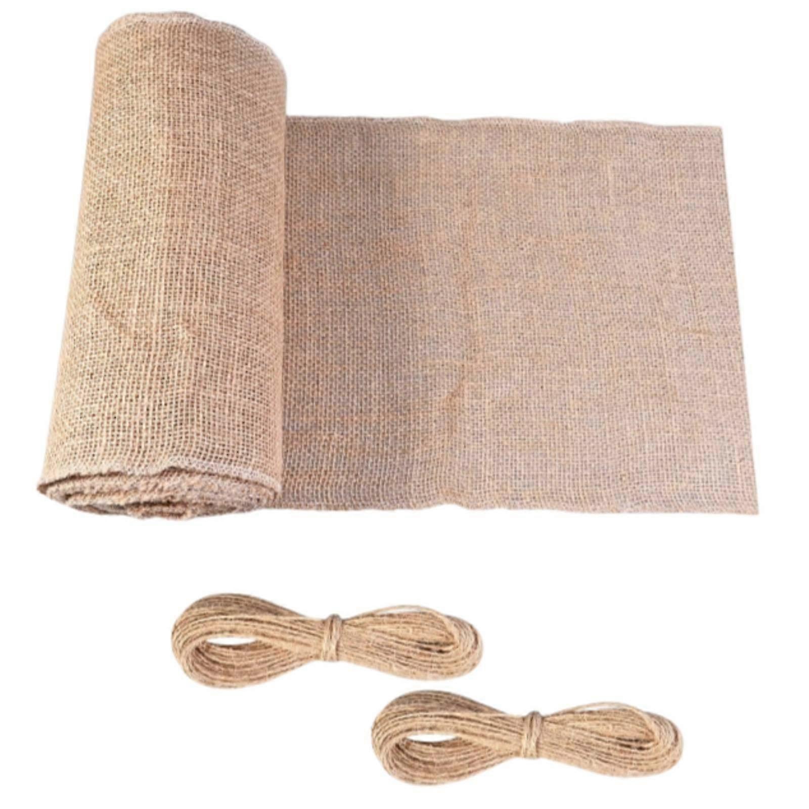 Burlap Table Runner Roll Woven Table Runner with Rope Reusable for Weddings