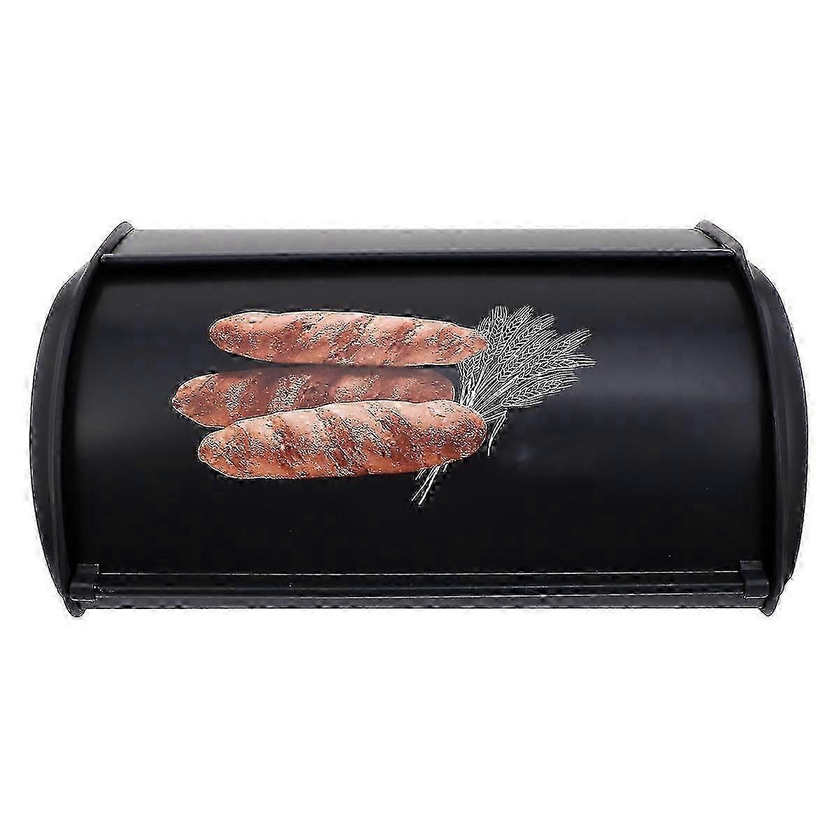 Black Metal Bread Box compatible with Storage Small Drum Multipurpose Case 1Pcs