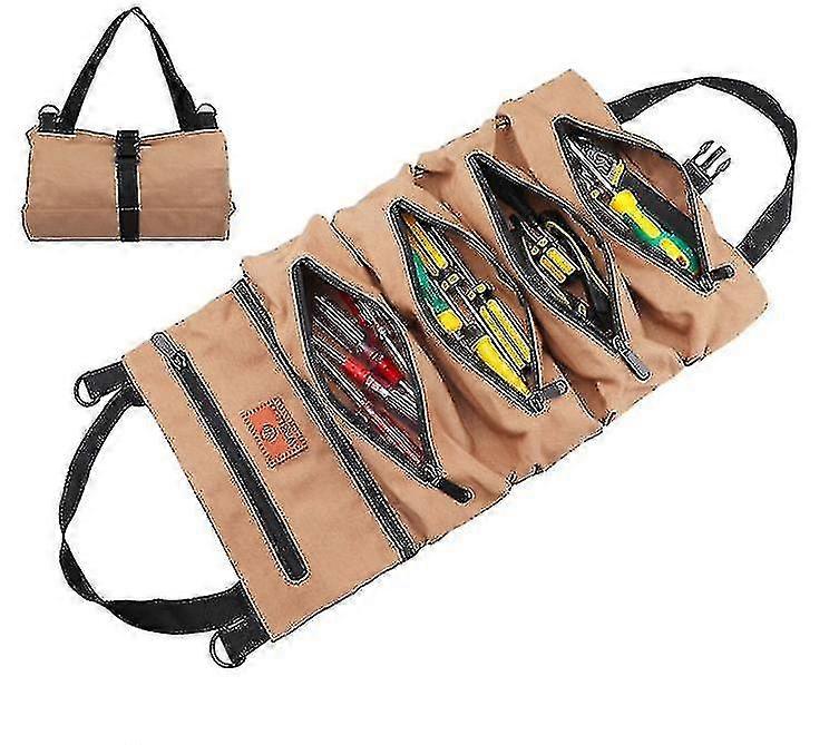Multi-purpose Tool Roll Up Bag, Canvas Tool Organizer Bucket