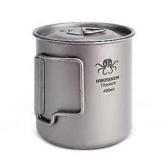Tasse d’eau de camping en titane de 420 ml avec poignées pliables Tasse d’eau légère pour la pêche en camping en sac à dos