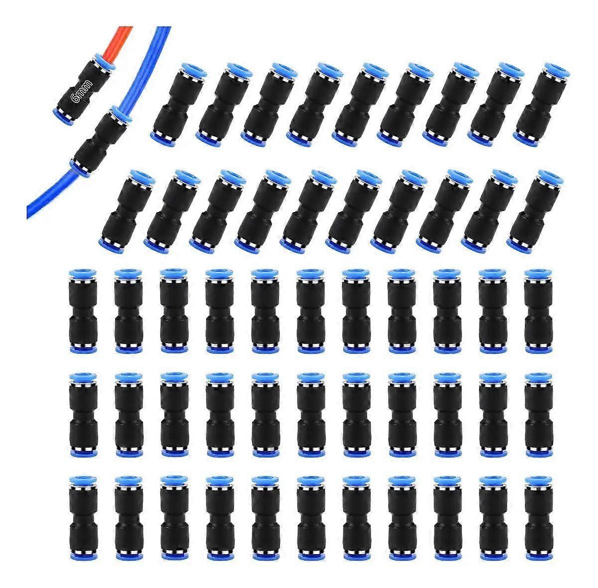 Straight Push Connectors 1/4" - 50 Units