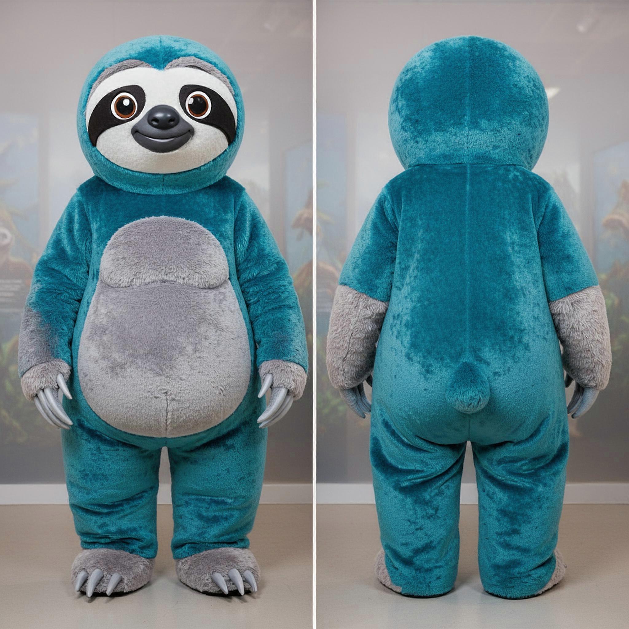 MASTICOT Cyan Plush Gentle Sloth Mascot
