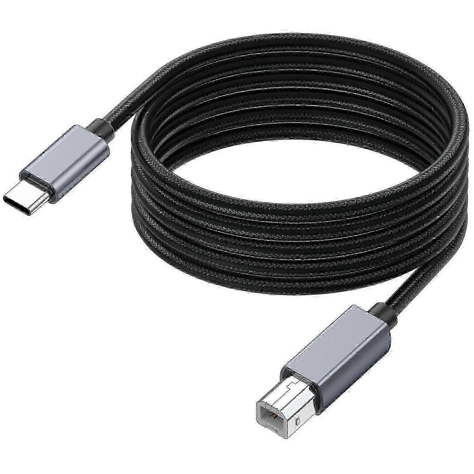 3m USB B to USB C Printer Cable Nylon Cord Compatible with MIDI Keyboard DAC DJ Controller