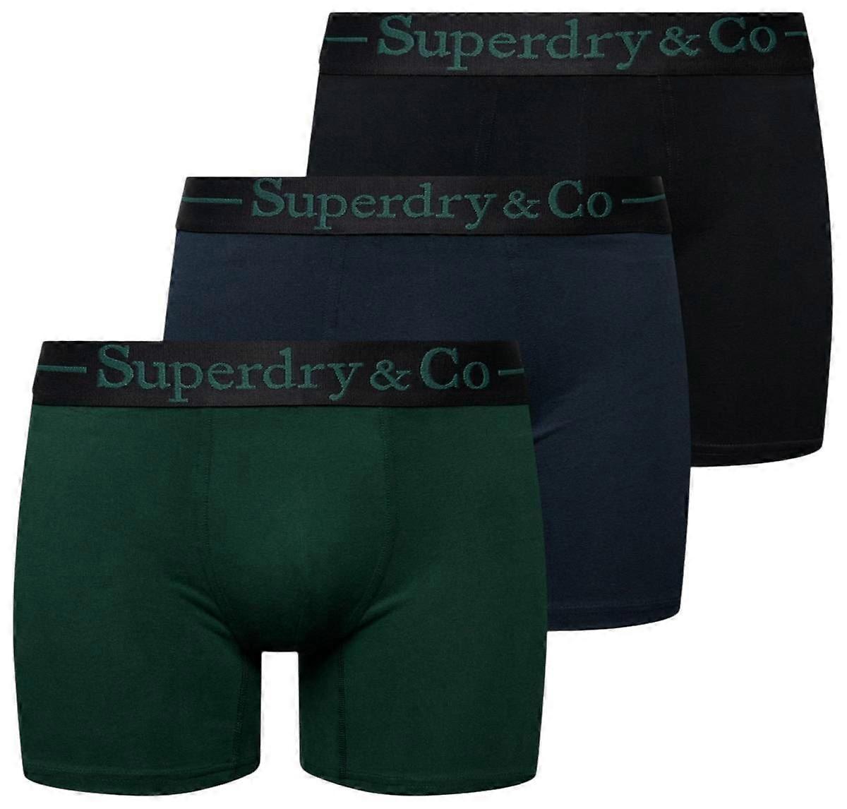 Superdry & Co Triple Pack Trunks - Black/Navy/Enamel Green